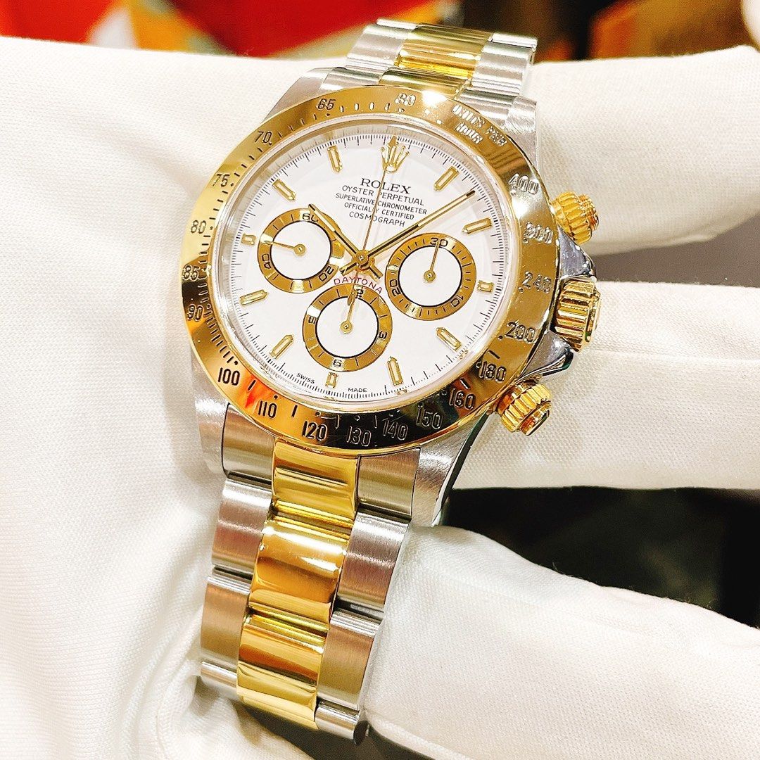LNIB Rolex Half Gold Zenith Daytona Ref.16523 White Dial