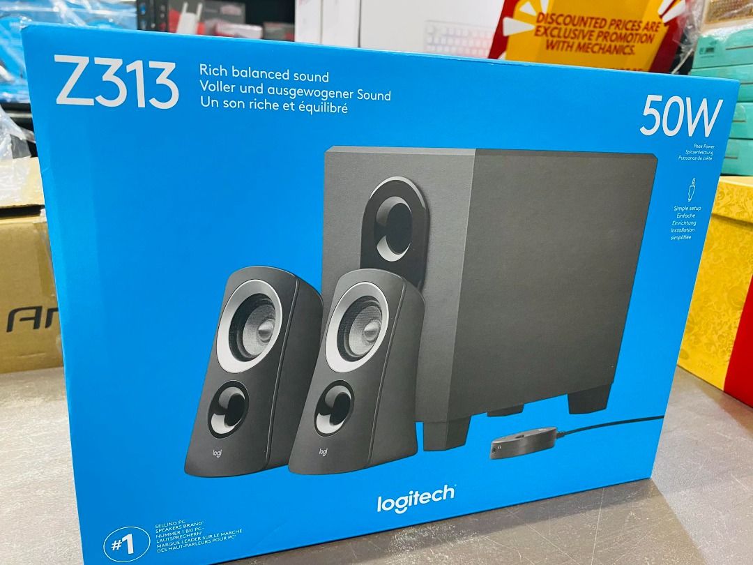 Logitech Z313 Speaker System with Subwoofer, 3.5mm input, 50 Watts Peak