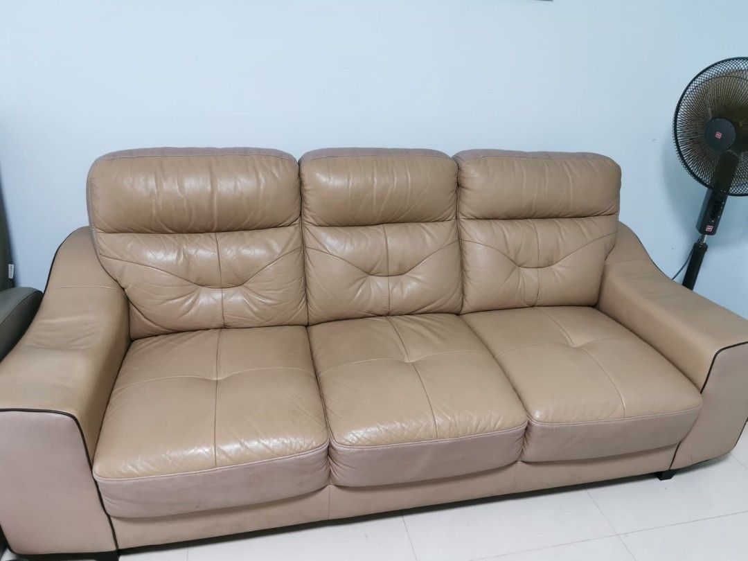 Lorenzo Leather Sofa 3 Seater, Furniture & Home Living, Furniture