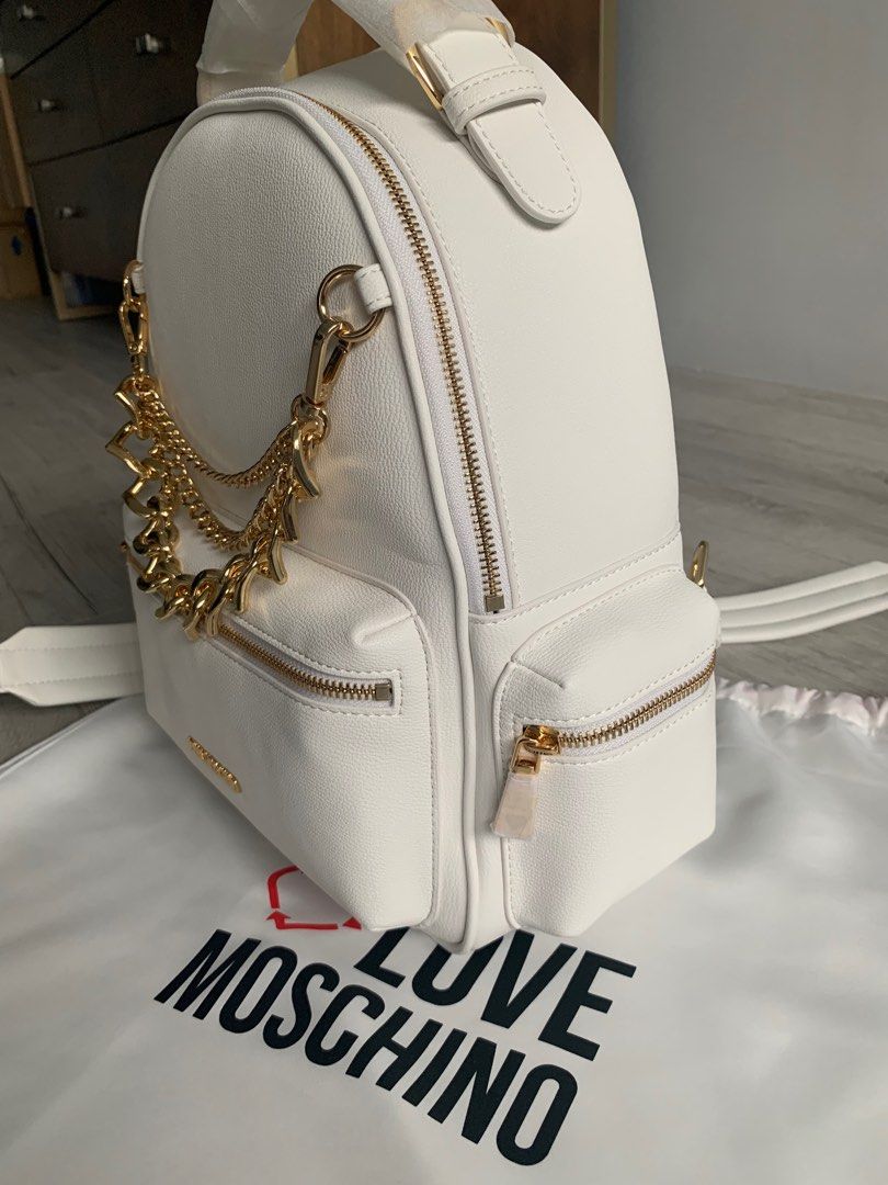 Love moschino backpack white cheap