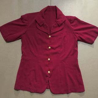 Maroon Office/Corporate Top Polo Button down (w/ when worn pic)