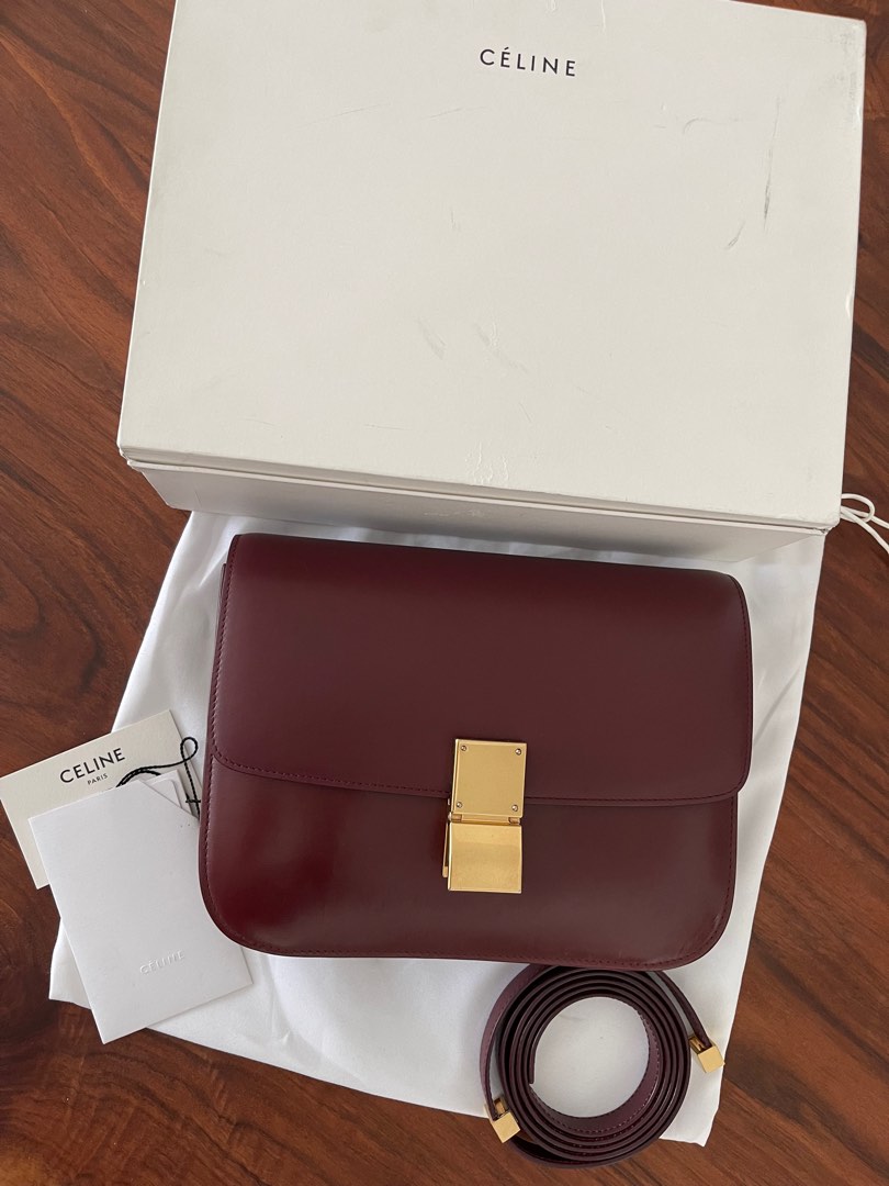 Celine box bag hotsell burgundy