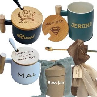 Mother's Day Gift Set Engrave Lid Bamboo Personalized Mug Glass Coaster Ceramic Birthday Corporate