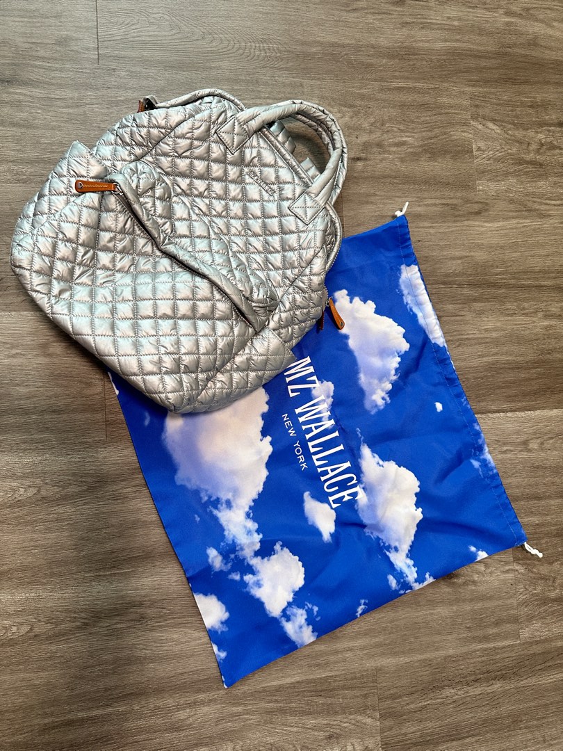 MZ Wallace Top Handle backpack In Tin Metallic, Women's Fashion, Bags