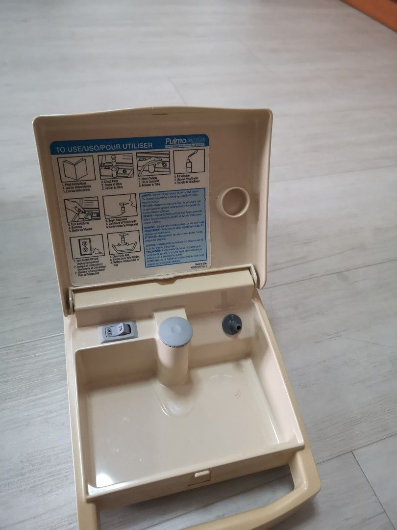 Nebulizer compressor (Category: Medical Supplies & Tools) located in Singapore. Submitted by yuhlan (Listing ID 1233909921, Image 3). Description: bought this compressor as inhaler from clinic for my kids to reduce phelgm . now they does not require it. made from USA. brand devilbiss. instructions guide available.