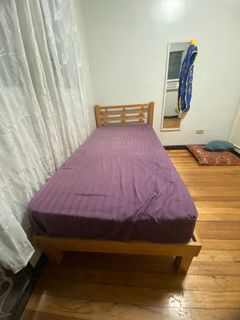 (Negotiable) Wooden single bed frame and mattress
