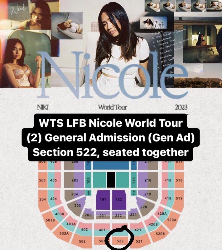 Niki Nicole World Tour in Manila General Admission (Gen Ad) 522 Tickets