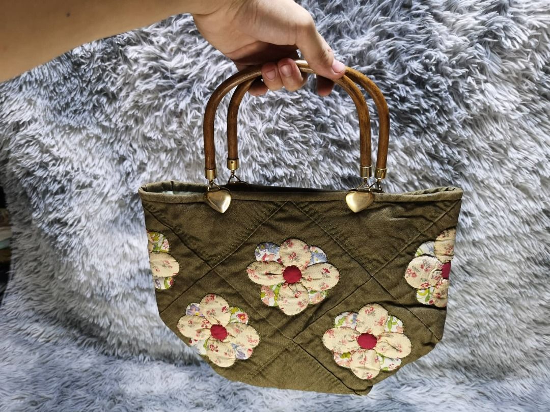 Olive Green Flower Bucket Bag, Women's Fashion, Bags & Wallets, Tote
