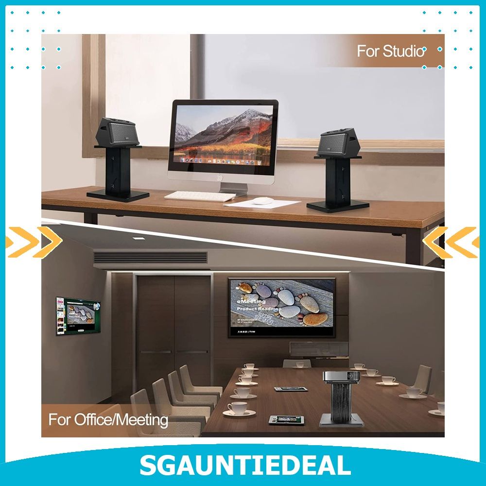 OUKMIC Pair Bookshelf Speaker Stands 12" Tall Heavy Duty Desktop Rear