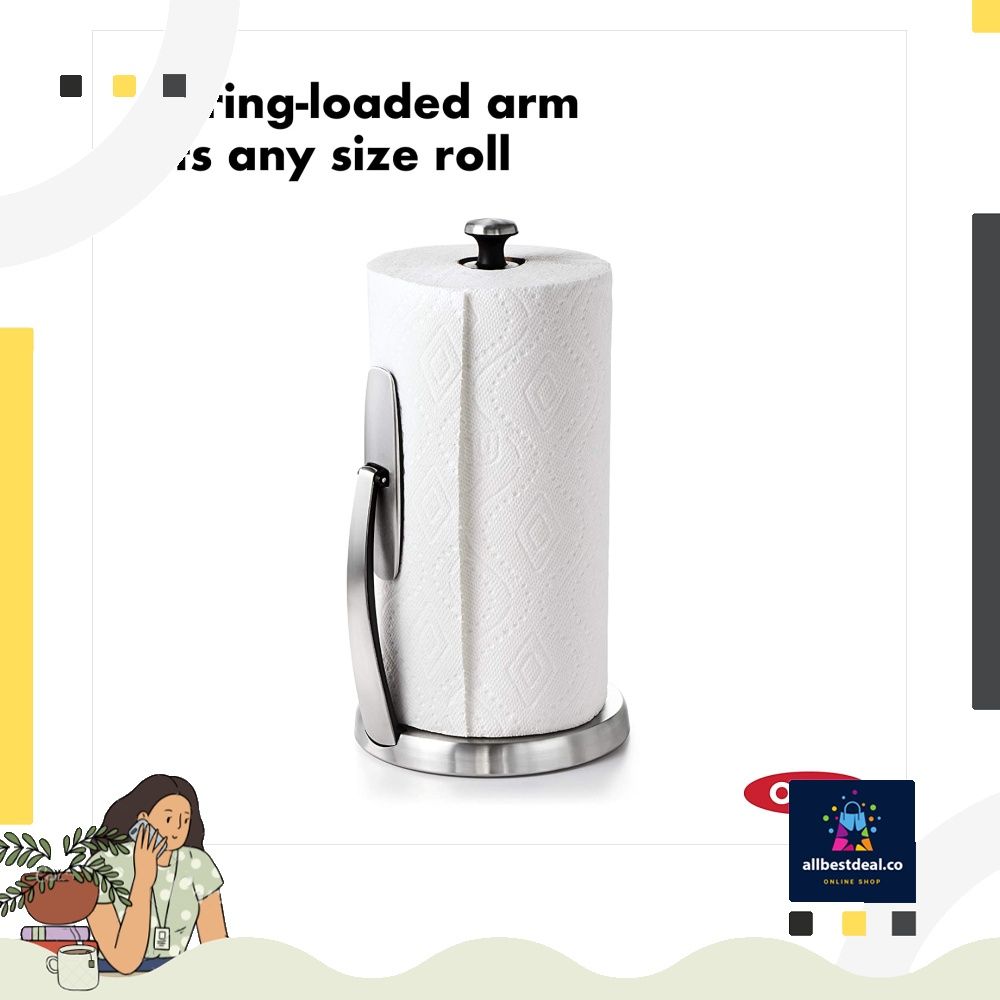 OXO Good Grips SimplyTear Standing Paper Towel Holder Brushed Stainless Steel