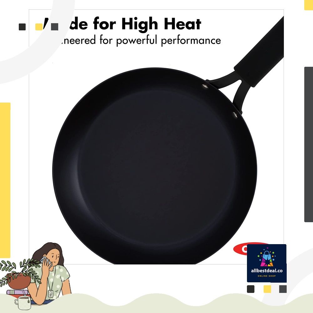 OXO Obsidian Carbon Steel 10 Frypan with Silicone Sleeve