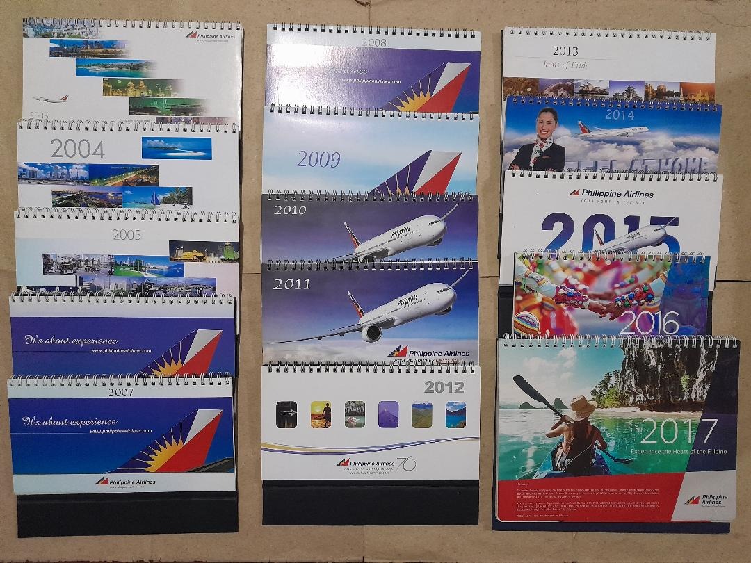 PHILIPPINE AIRLINES 2003 to 2017 DESK CALENDARS NEW & UNUSED, Hobbies