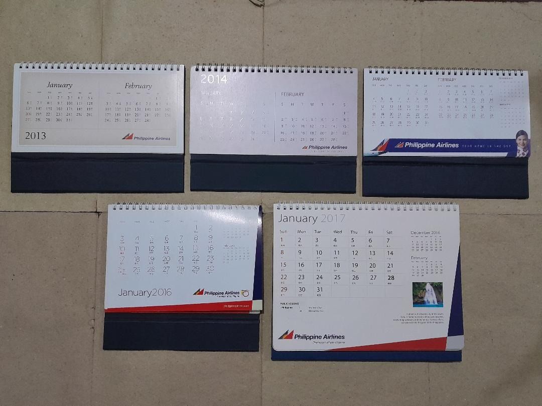 PHILIPPINE AIRLINES 2003 to 2017 DESK CALENDARS NEW UNUSED Hobbies