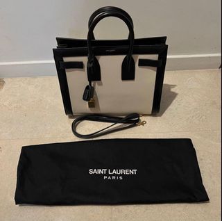 Saint Laurent NEON ORANGE Bag SAC DE JOUR Mini Small SMOOTH LEATHER TOTE  RARE!!