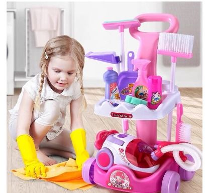 Kids Cleaning Set 12 Piece - Toy Cleaning Set Includes Broom, Mop, Brush,  Dust Pan, Duster, Sponge, Clothes, Spray, Bucket, Caution Sign, - Toy