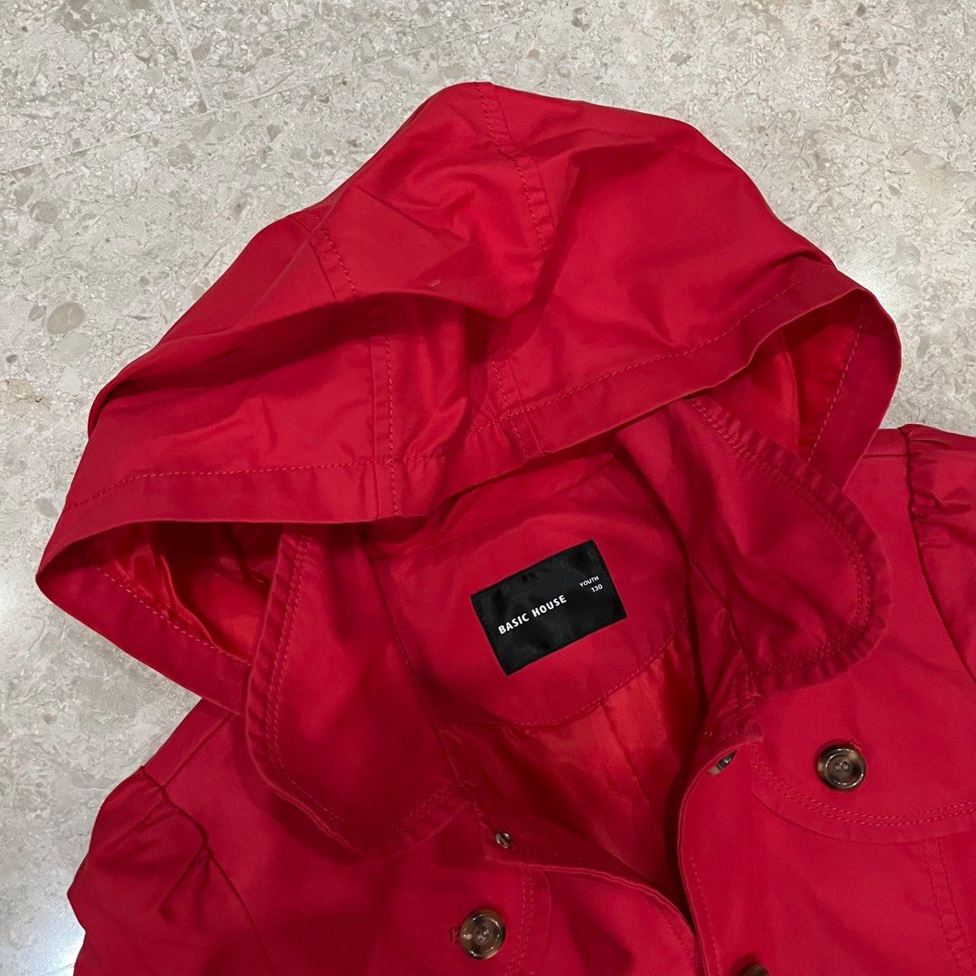 Red trench top coat for kids