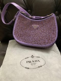 Rhinestone Embellished Lilac Hobo Bag