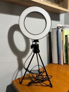 Ringlight 16cm + Tripod Mini Besi Selfie + Lampu Makeup + Pouch