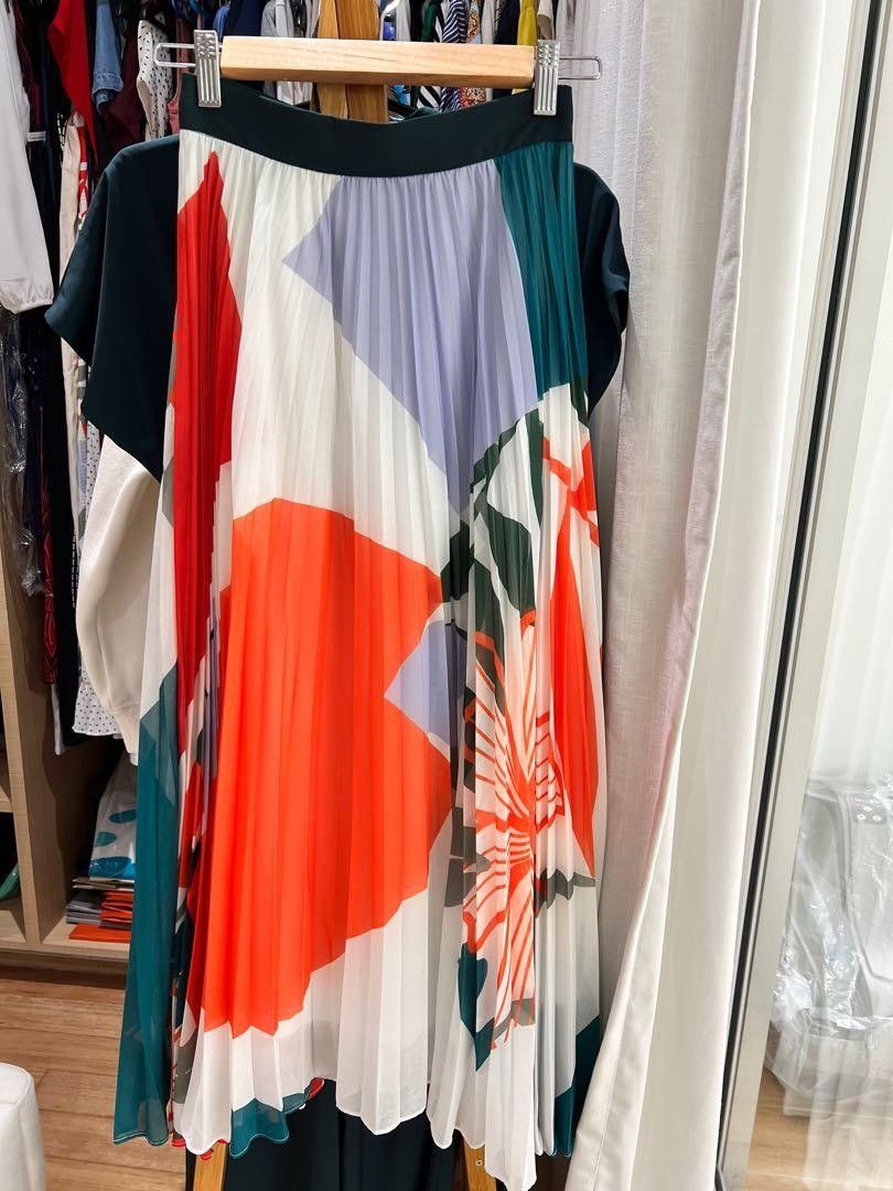 RTP 55 LB Corinna pleated maxi skirt in flora mirage love bonito printed abstract floral flare pleats skirt