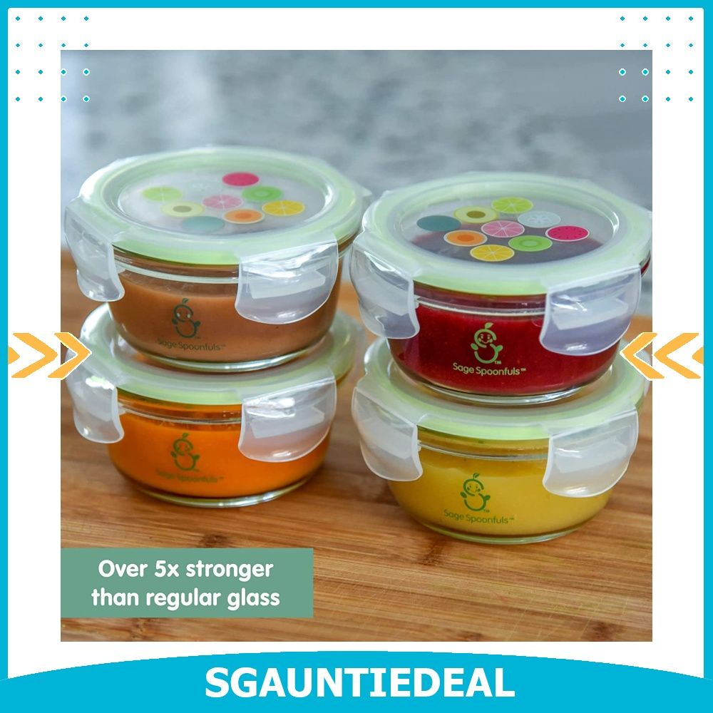 Sage Spoonfuls Borosilicate Glass Baby Food Bowls 4-Pack of