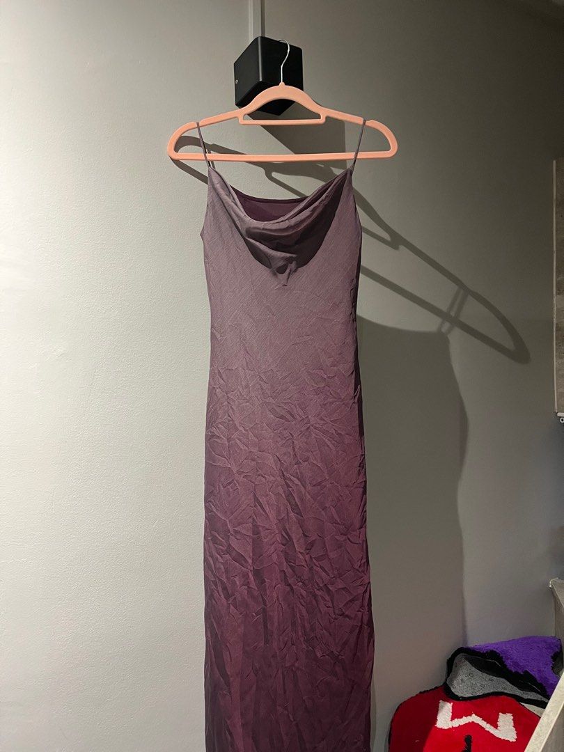 Scot Club Cowl Neck Purple Slip Dress Women s Fashion Dresses