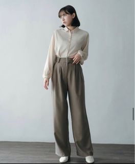 Serco 灰褐色 taupe 繫帶高腰西褲64235515158402110