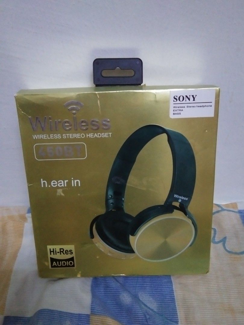 Sony Wireless Stereo Headset Golden Extra Bass Headphones 450 BT Hi Res Audio