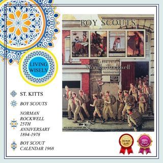 St. Kitts Boy Scouts Norman Rockwell 25th Anniversary 1894-1978 Stamp Sheet
