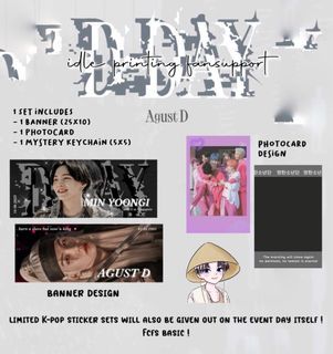 SUGA fansupport AGUST D in Singapore D DAY fs banner photocards sticker BTS
