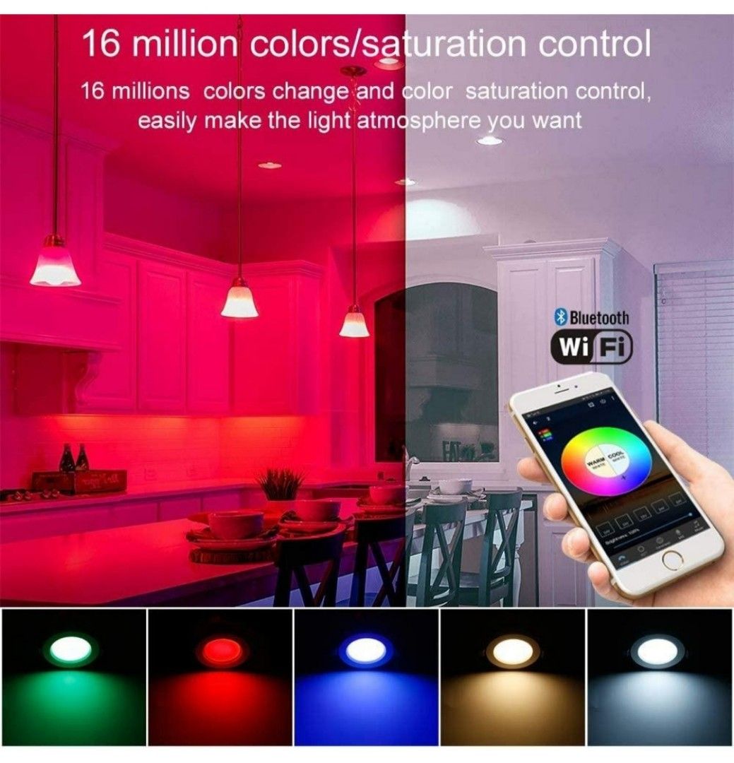 Sumaote Recessed Led Light, 1pcs 5W Wireless Bluetooth Control LED