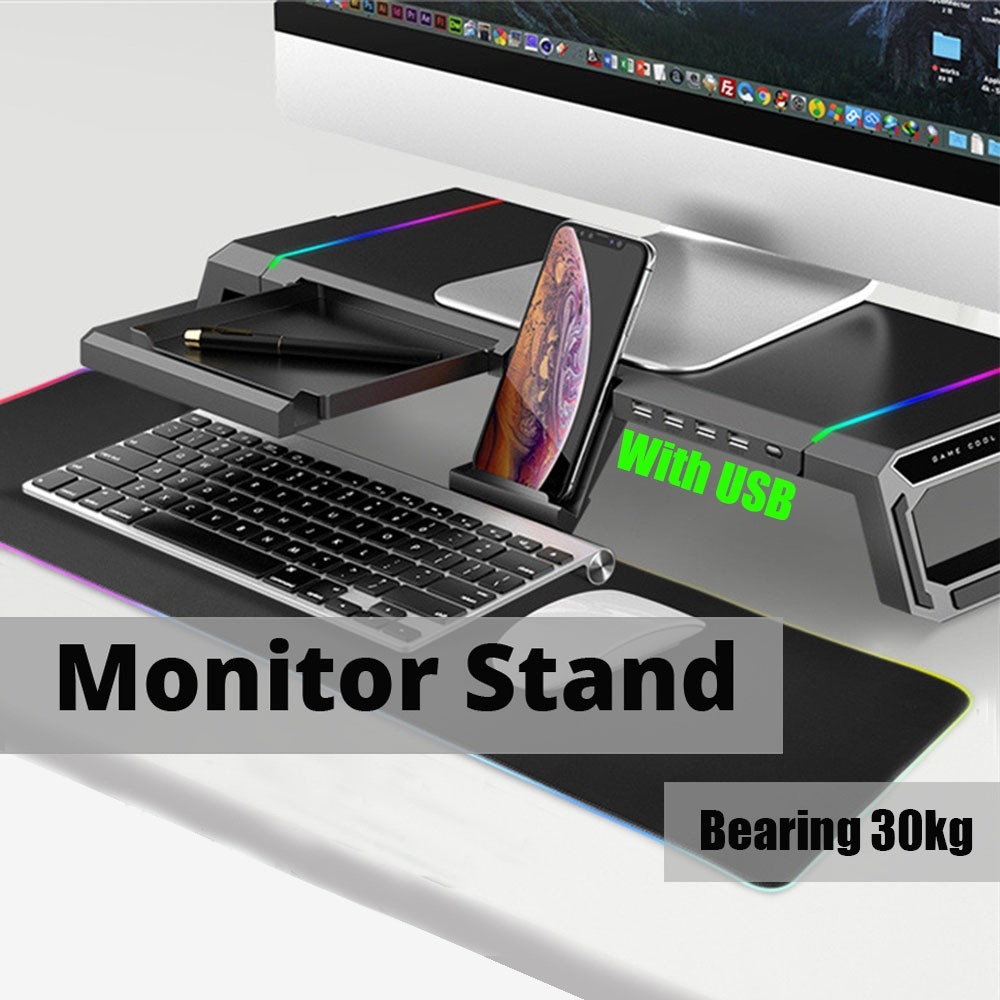SUPERIOR Monitor Stand Riser with USB Port Phone Holder RGB LED ...