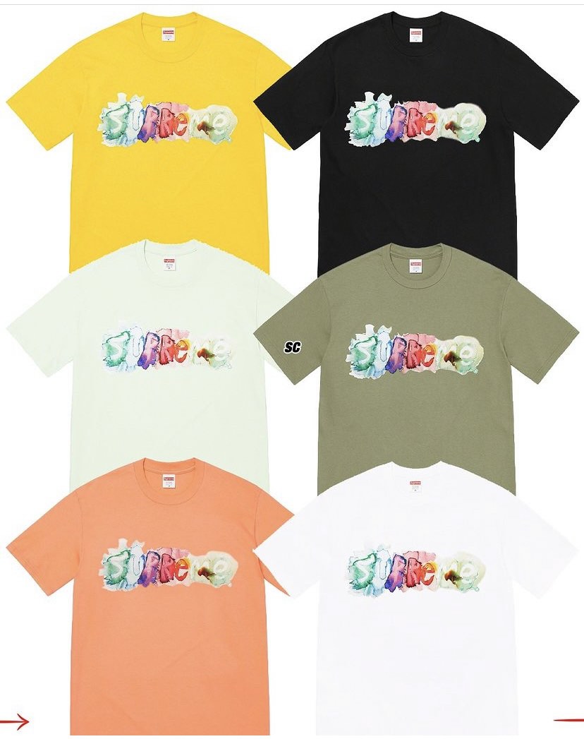 Supreme 23ss watercolor tee white m, 他的時尚, 上身及套裝, T恤和