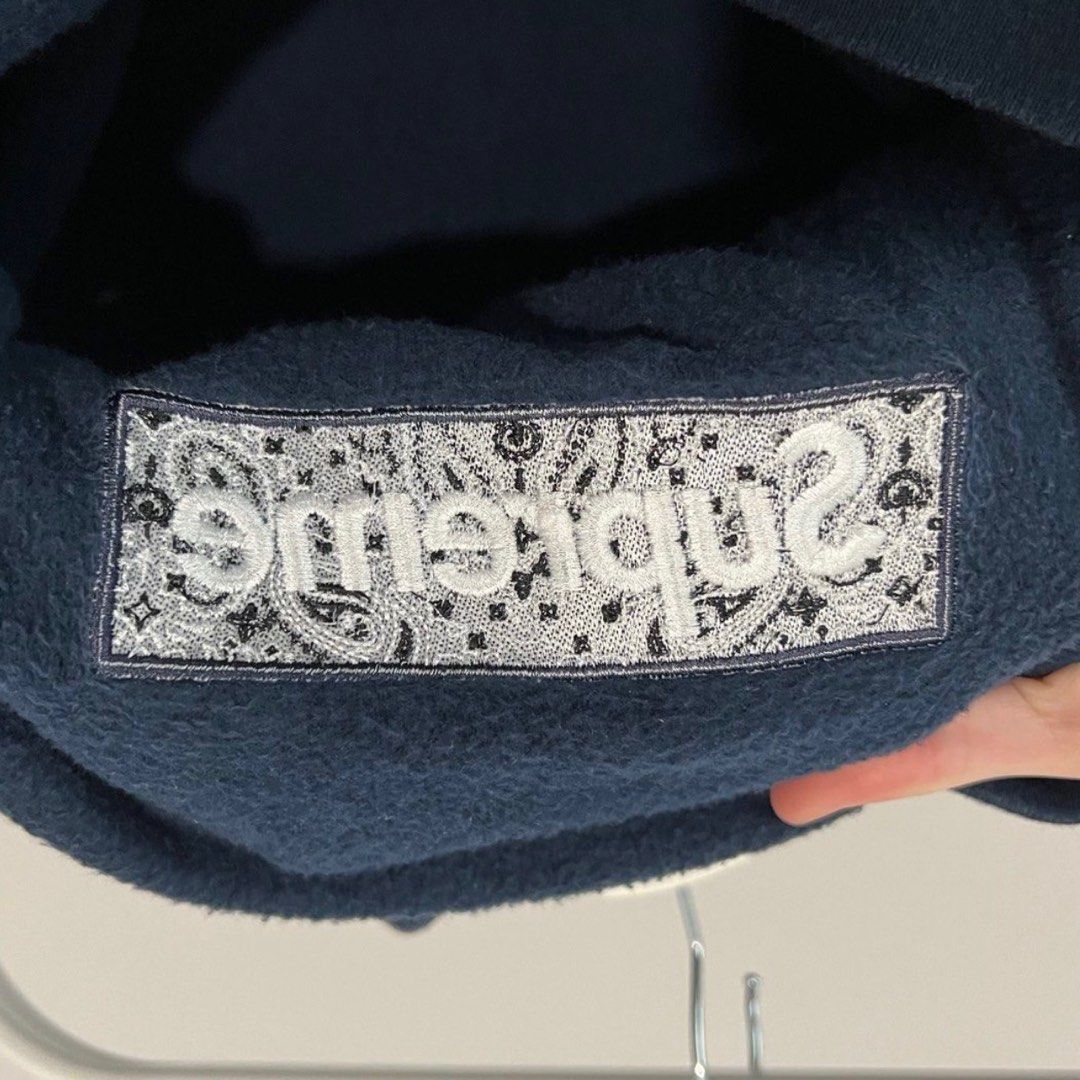 Supreme Bandana Box Logo Hooded Sweatshirt Navy (L), Men's Fashion