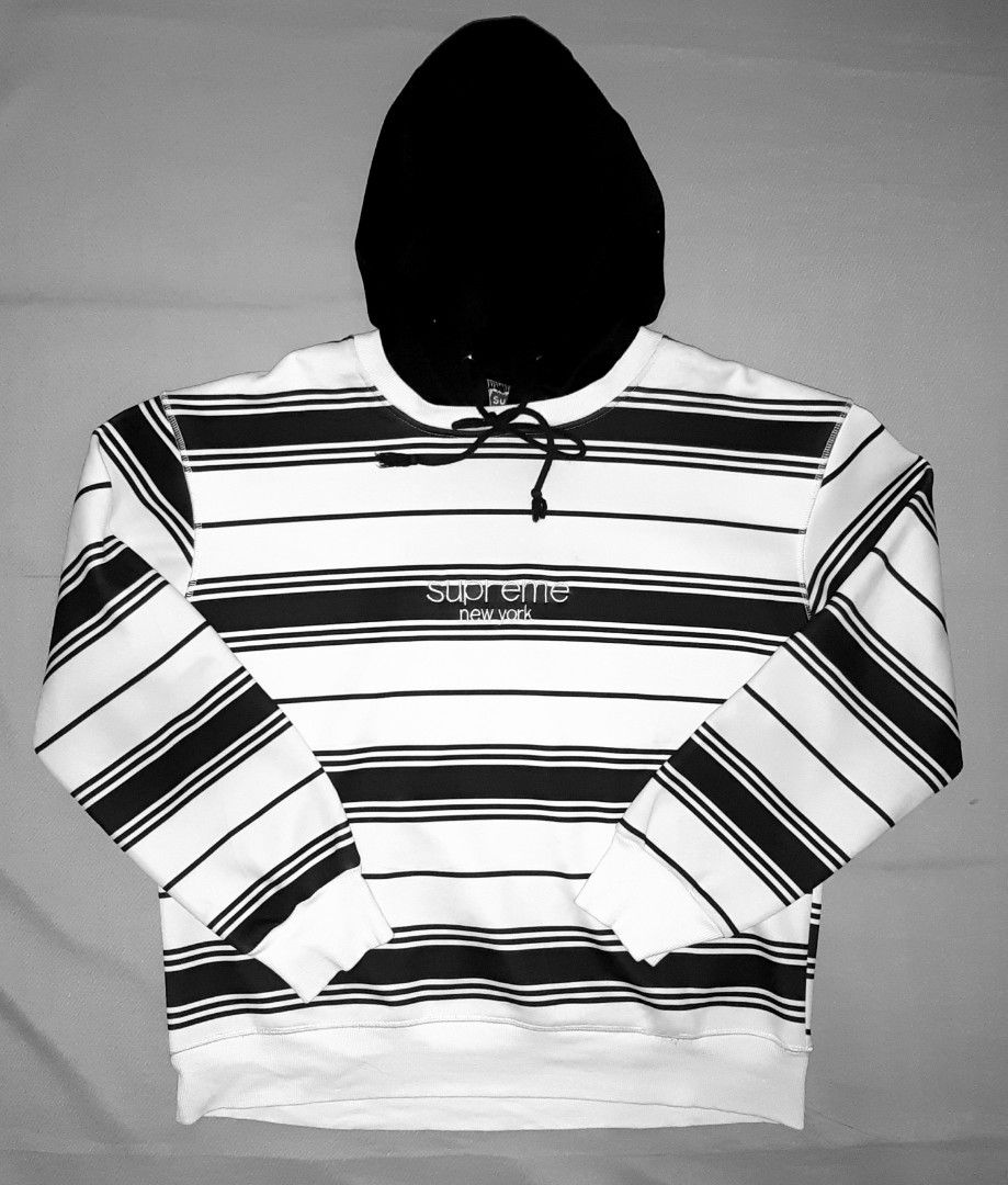 Supreme new york striped hoodie discount