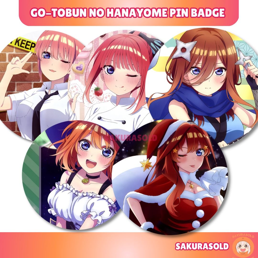 The Quintessential Quintuplets Pin Quintessential Quintuplets Brooch Anime  Brooches 58mm Button Anime Badges, Hobbies & Toys, Collectibles &  Memorabilia, J-pop on Carousell