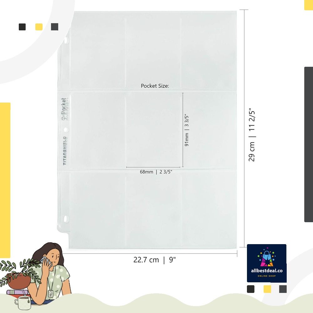 TitanShield Premium 9Pocket 9 Pocket 100 Pages of Card Sleeves for