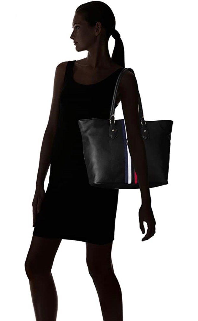 Tommy Hilfiger TH Jaden Zip Top Large Travel Black Laptop Tote Bag