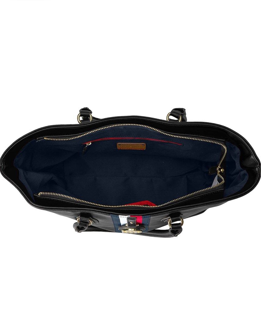 Tommy Hilfiger TH Jaden Zip Top Large Travel Black Laptop Tote Bag