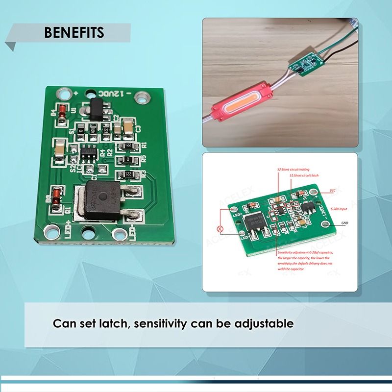TOUCH SWITCH SENSOR MODULE PUSH BUTTON, 12V CAPACITIVE DC 6-20V 3A ...