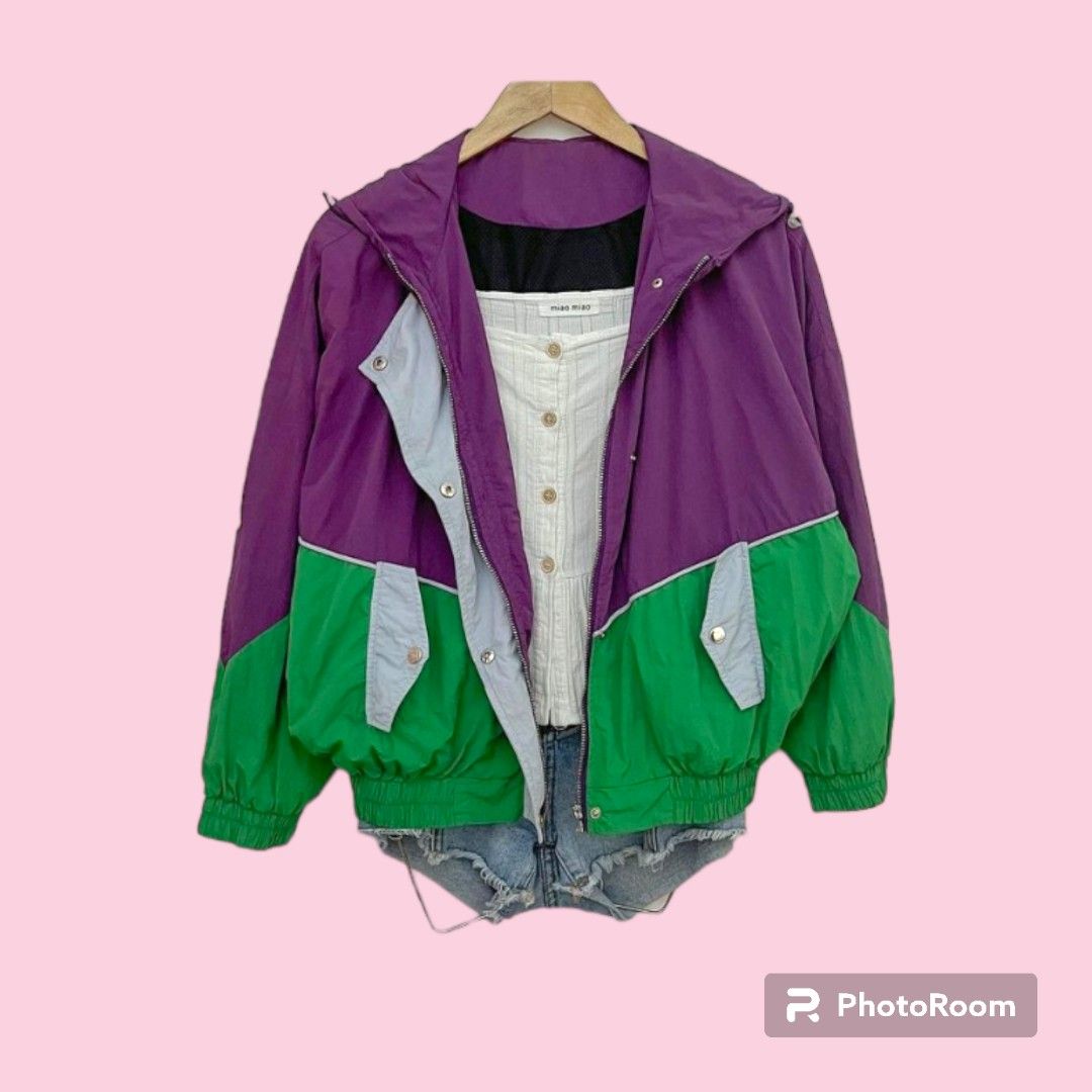Purple green windbreaker deals