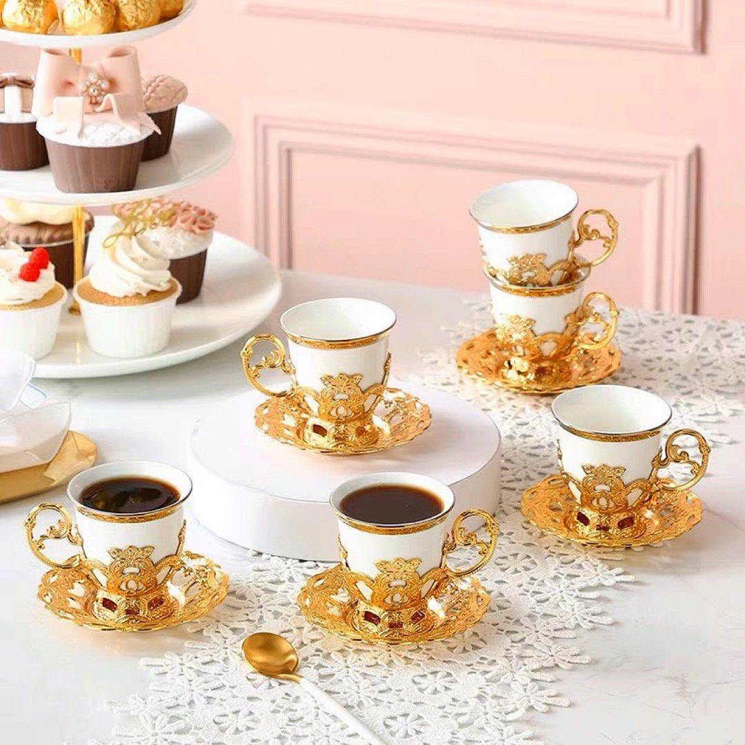 Gold plated tea cup set new arrivals
