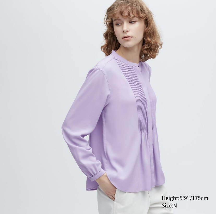 COMBO (L) Uniqlo Rayon Blouse Longsleeve Soft Blue & Soft Pink, Women's  Fashion, Tops, Blouses on Carousell