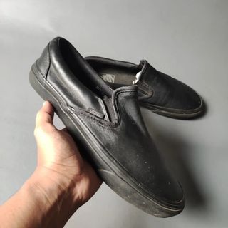 Vans leather slip on fullblack