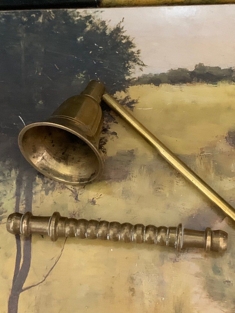 Vintage Brass Candle Snuffer with detachable Twisted Brass Handle 12
