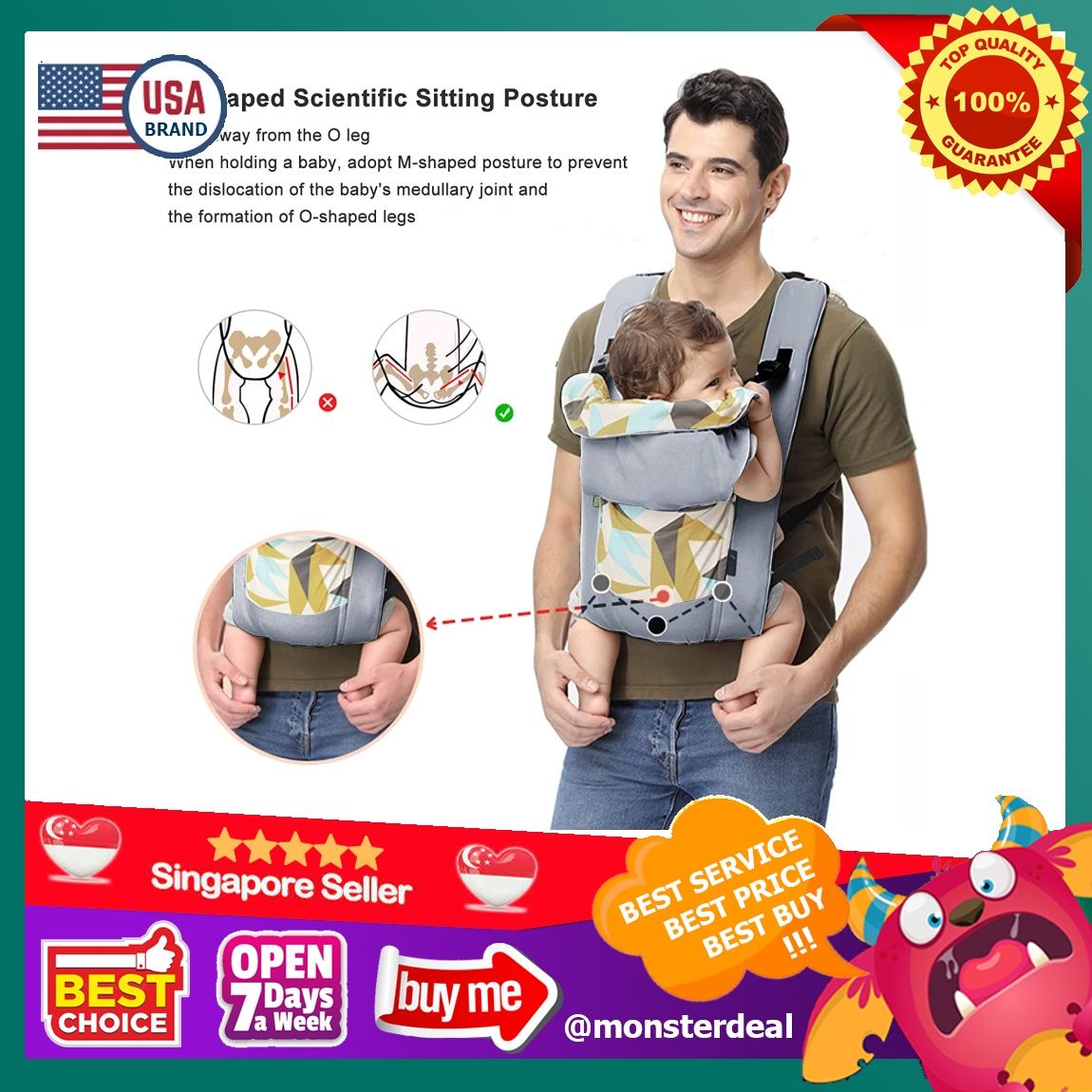 vrbabies Baby Carrier Ergonomic Baby Sling for Newborn Breastfeeding to Toddler Front Back Baby Chest Carrier for Men Women 360 Comfy Fit Infant Holder Wrap Carrier for Baby Girl Boy Shower Gift Grey ...