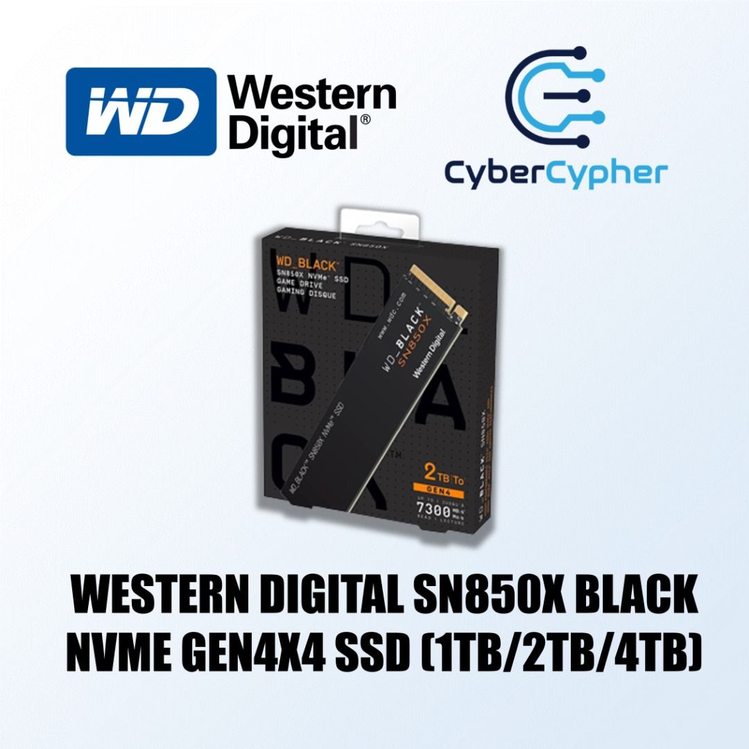 WESTERN DIGITAL SN850X BLACK NVMe GEN4X4 SSD 1TB 2TB 4TB