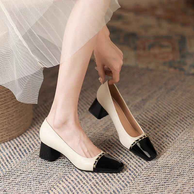 White and Black Classic Quilted Heels