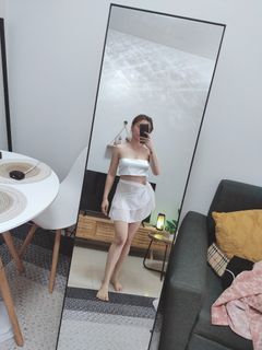 White beach outfit  top and skirt set