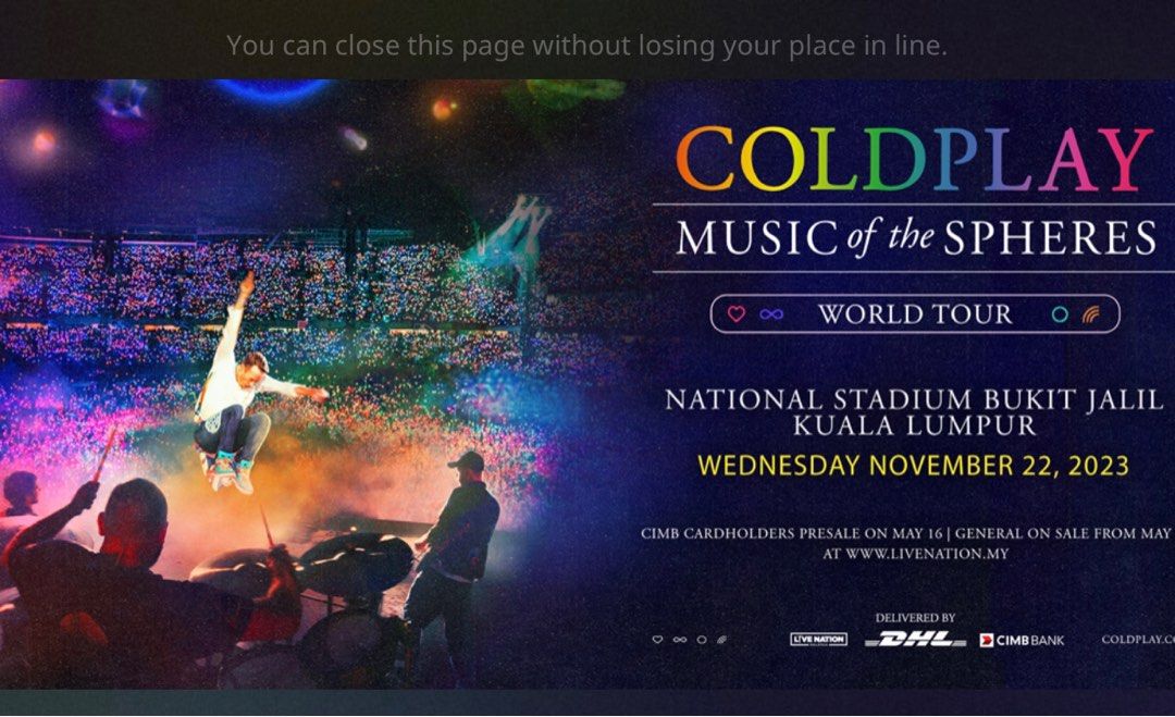 Wts Coldplay Malaysia 2023 Side By Side Couple Seat Section 334 Tickets And Vouchers Event