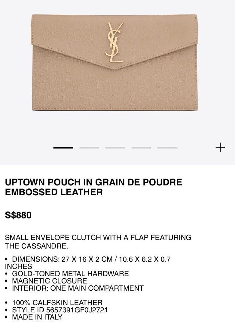 Saint Laurent Uptown Pouch Wallet In Grain De Poudre Embossed